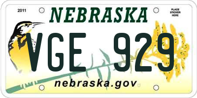 NE license plate VGE929