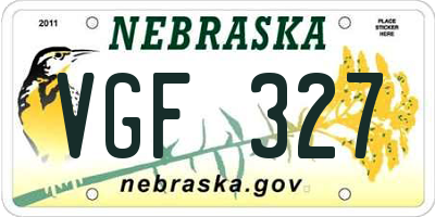 NE license plate VGF327