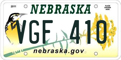 NE license plate VGF410