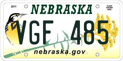 NE license plate VGF485