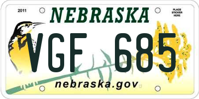NE license plate VGF685