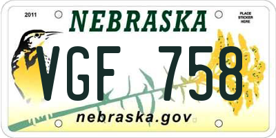 NE license plate VGF758
