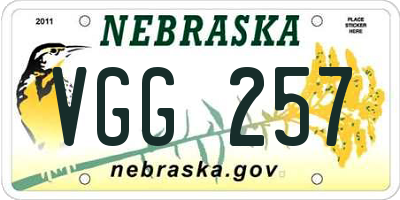 NE license plate VGG257