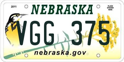 NE license plate VGG375