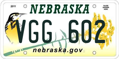 NE license plate VGG602