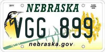 NE license plate VGG899