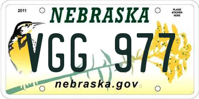 NE license plate VGG977