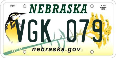 NE license plate VGK079