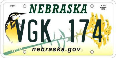 NE license plate VGK174