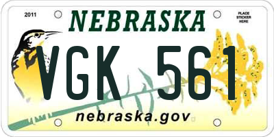 NE license plate VGK561