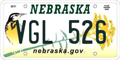 NE license plate VGL526
