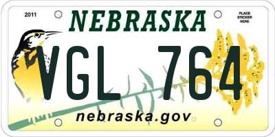 NE license plate VGL764