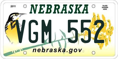 NE license plate VGM552