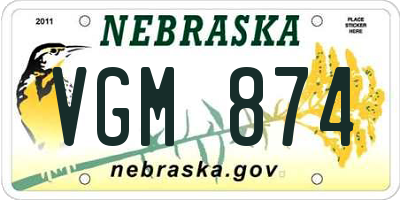 NE license plate VGM874