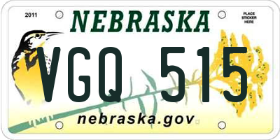NE license plate VGQ515