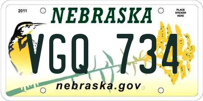 NE license plate VGQ734