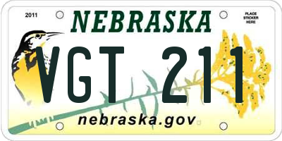 NE license plate VGT211