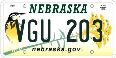 NE license plate VGU203