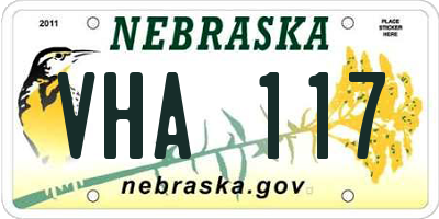 NE license plate VHA117