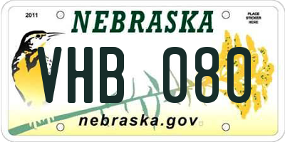 NE license plate VHB080