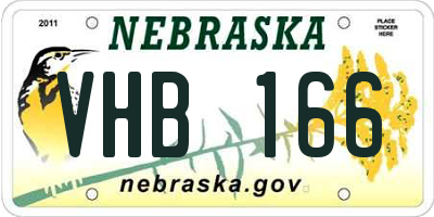 NE license plate VHB166