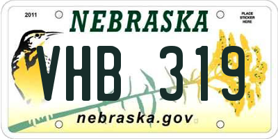 NE license plate VHB319
