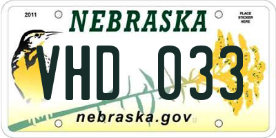 NE license plate VHD033