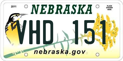 NE license plate VHD151
