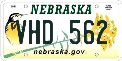 NE license plate VHD562