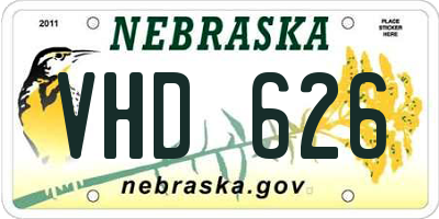 NE license plate VHD626