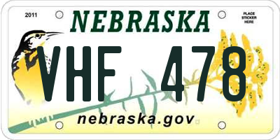 NE license plate VHF478