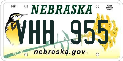 NE license plate VHH955