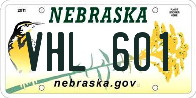 NE license plate VHL601