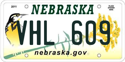 NE license plate VHL609