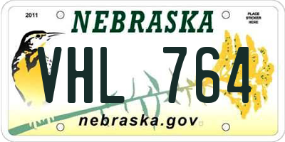 NE license plate VHL764