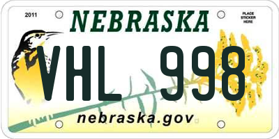 NE license plate VHL998