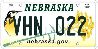 NE license plate VHN022