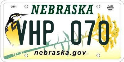 NE license plate VHP070