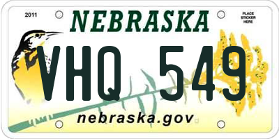 NE license plate VHQ549