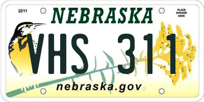 NE license plate VHS311