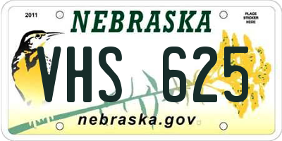 NE license plate VHS625