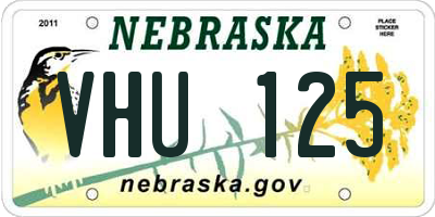 NE license plate VHU125