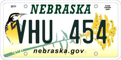 NE license plate VHU454