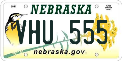 NE license plate VHU555