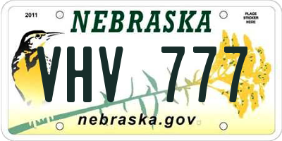 NE license plate VHV777