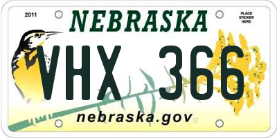 NE license plate VHX366