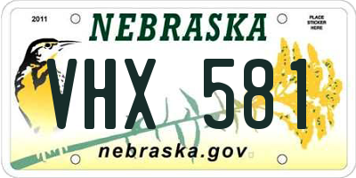 NE license plate VHX581
