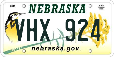NE license plate VHX924
