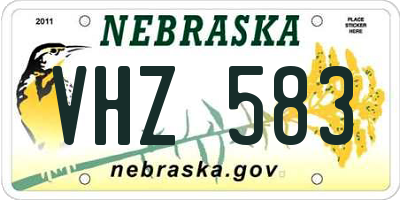NE license plate VHZ583