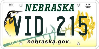NE license plate VID215